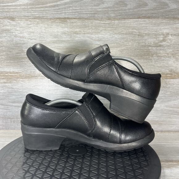 Clarks Women's Angie Pearl Black Leather Slip On Shoes Size 9 - Picture 7 of 8